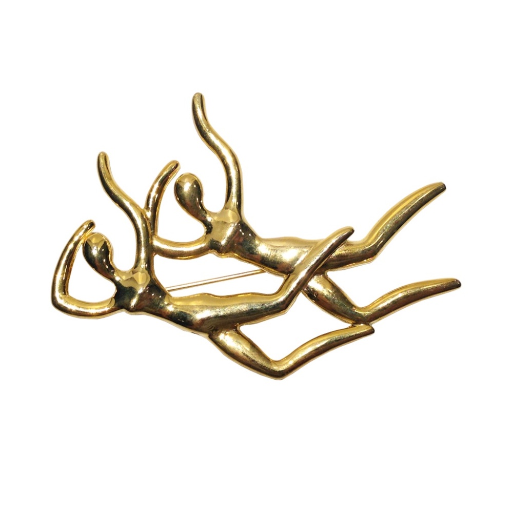 Hand Crafted Bold Style Brooch, Happy Couple